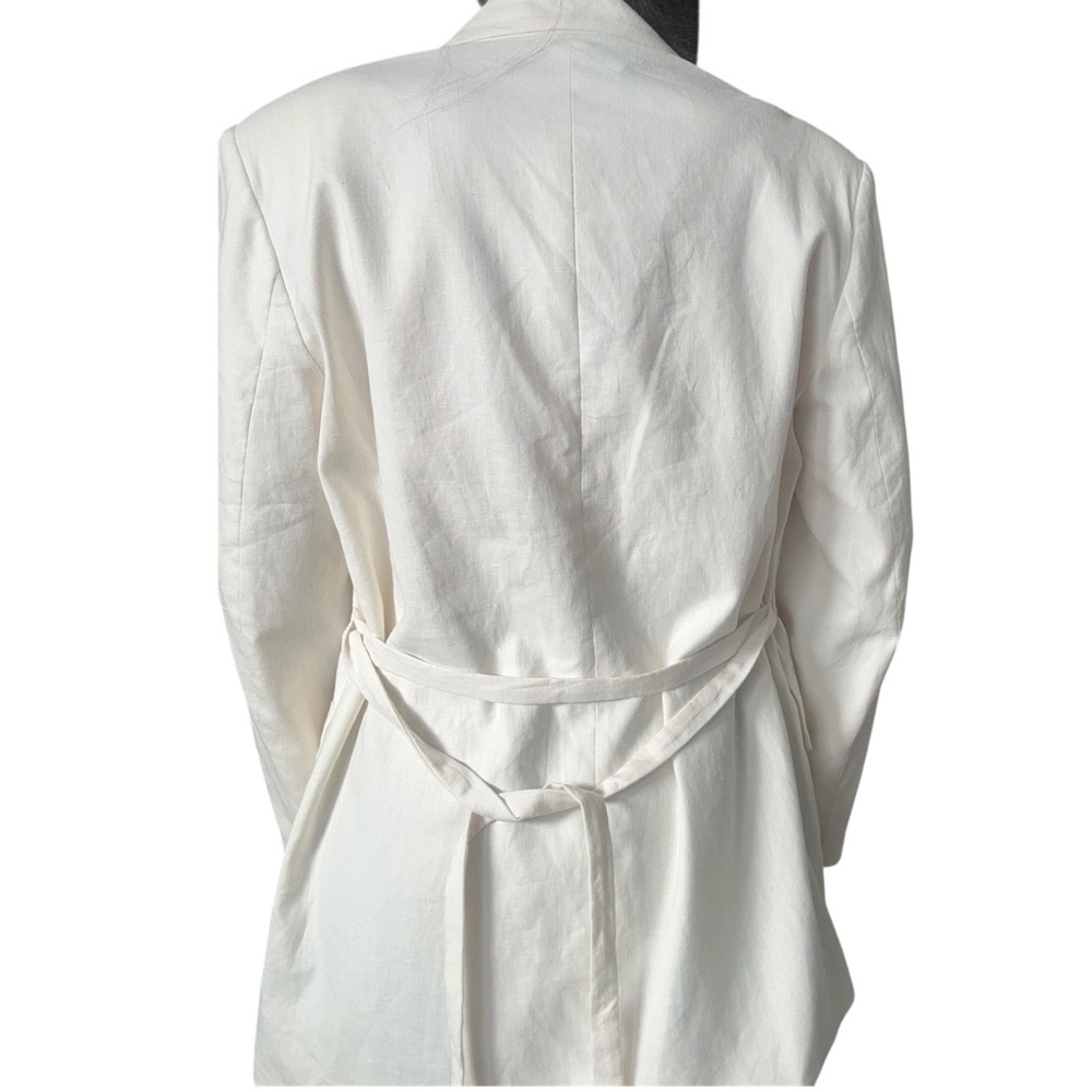 Zara Linen Off White Blazer with Belt - Picture 6 of 8